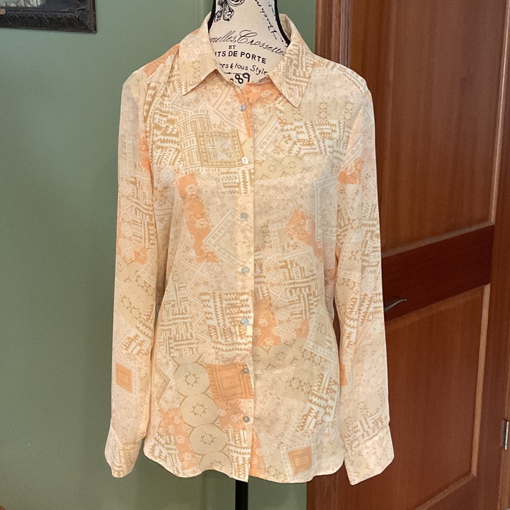 Rose & Olive Peach and Beige Blouse, Size M